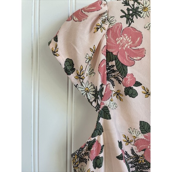 Lily‎ Rose Romper Womens Small Pink Floral Shorts Buttons V Neck Pockets - Picture 4 of 12